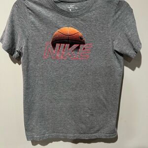 Nike Kids Charcoal Tee with Orange Basketball Design